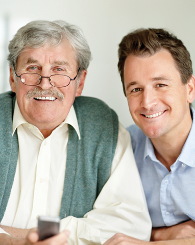 senior man with adult son